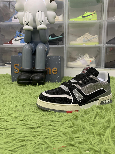 Louis Vuitton LV Trainer Black Grey Crystal  1AA6PV