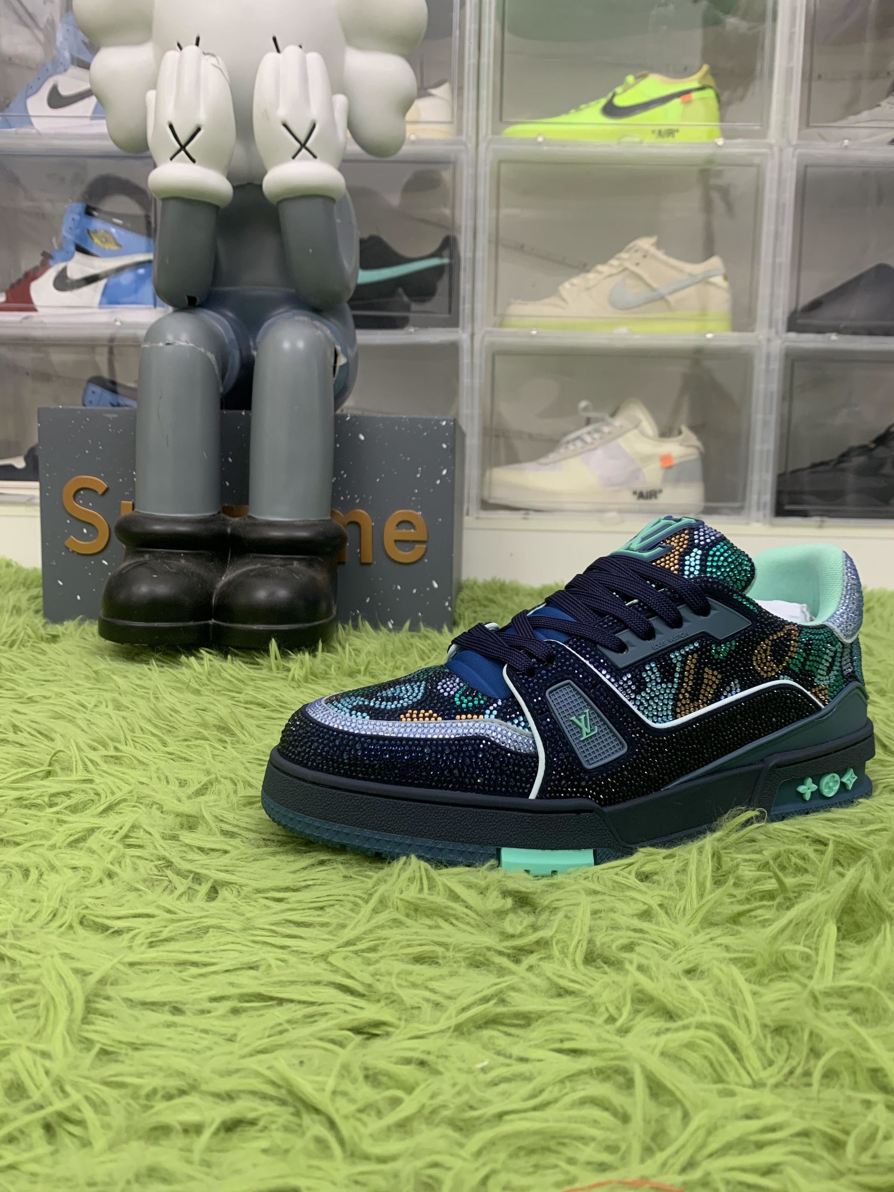 Louis Vuitton LV Trainer Marine Navy Blue Crystal 1AARGM