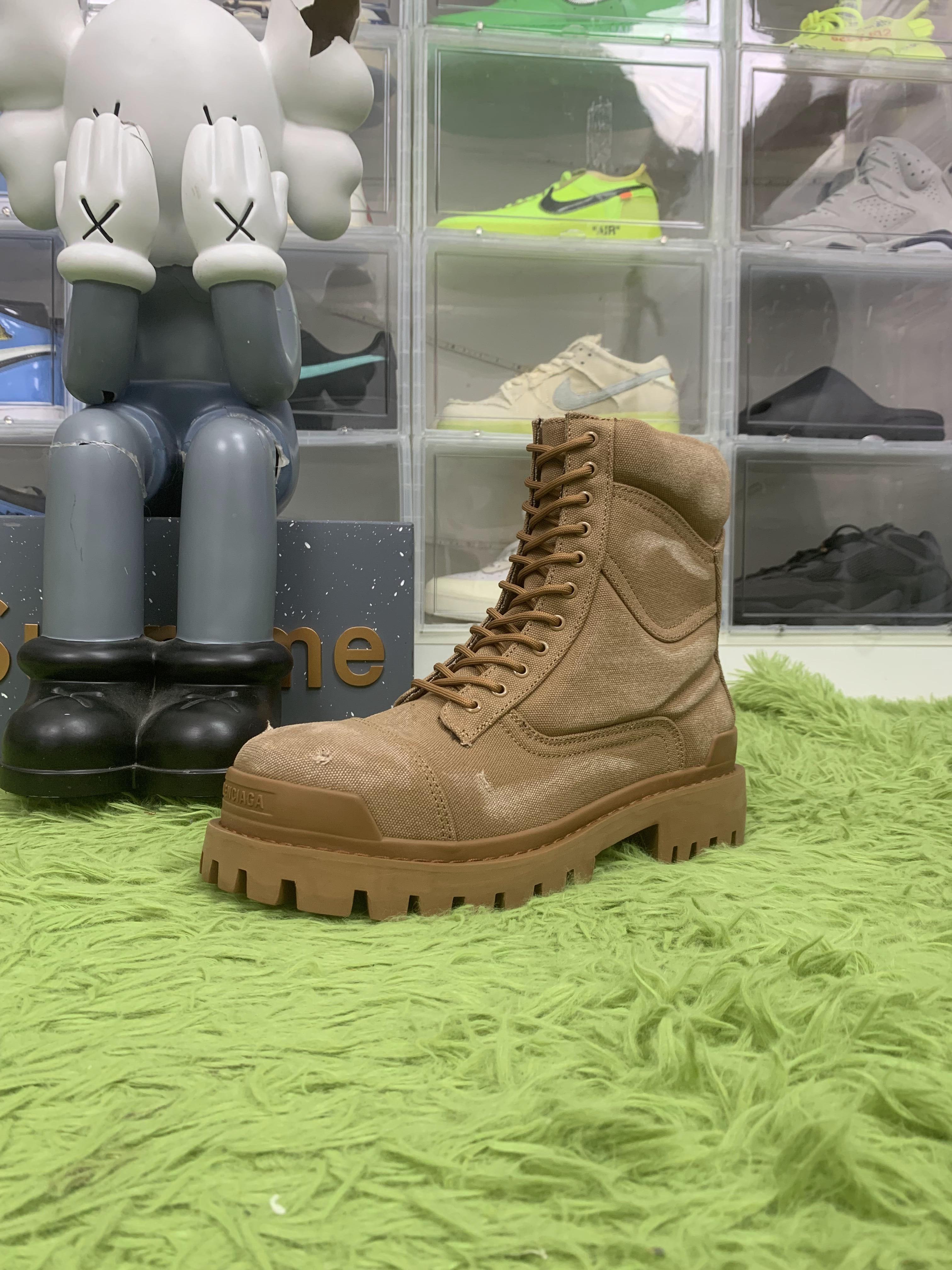 Balenciaga Beige Combat Strike Boots