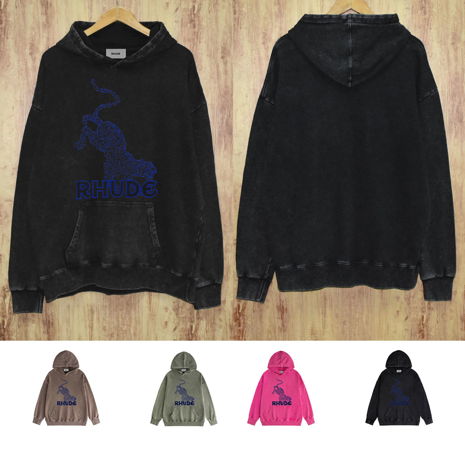 Rhude Black Hooded Sweatshirt