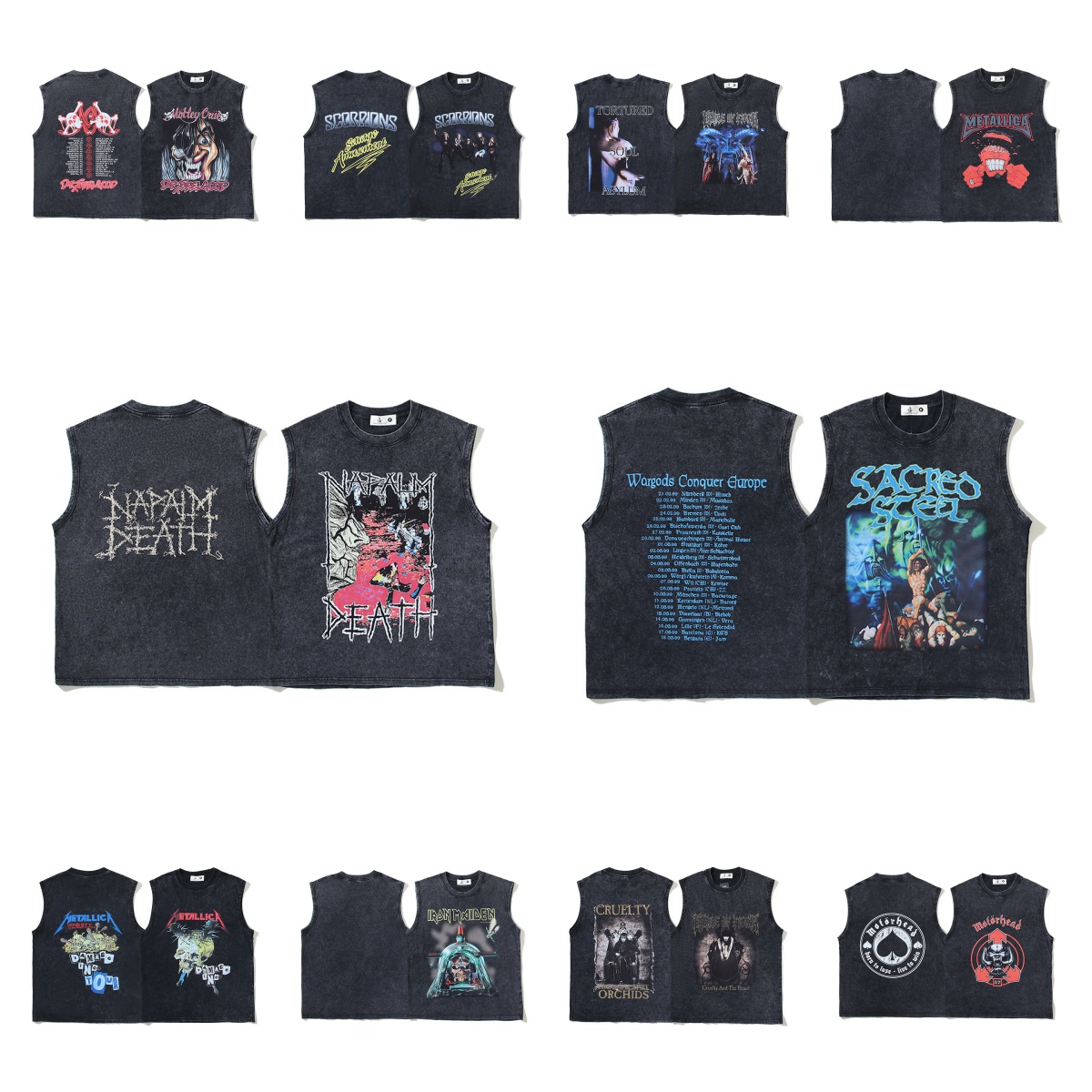 Black Graphic Band Sleeveless T-Shirt