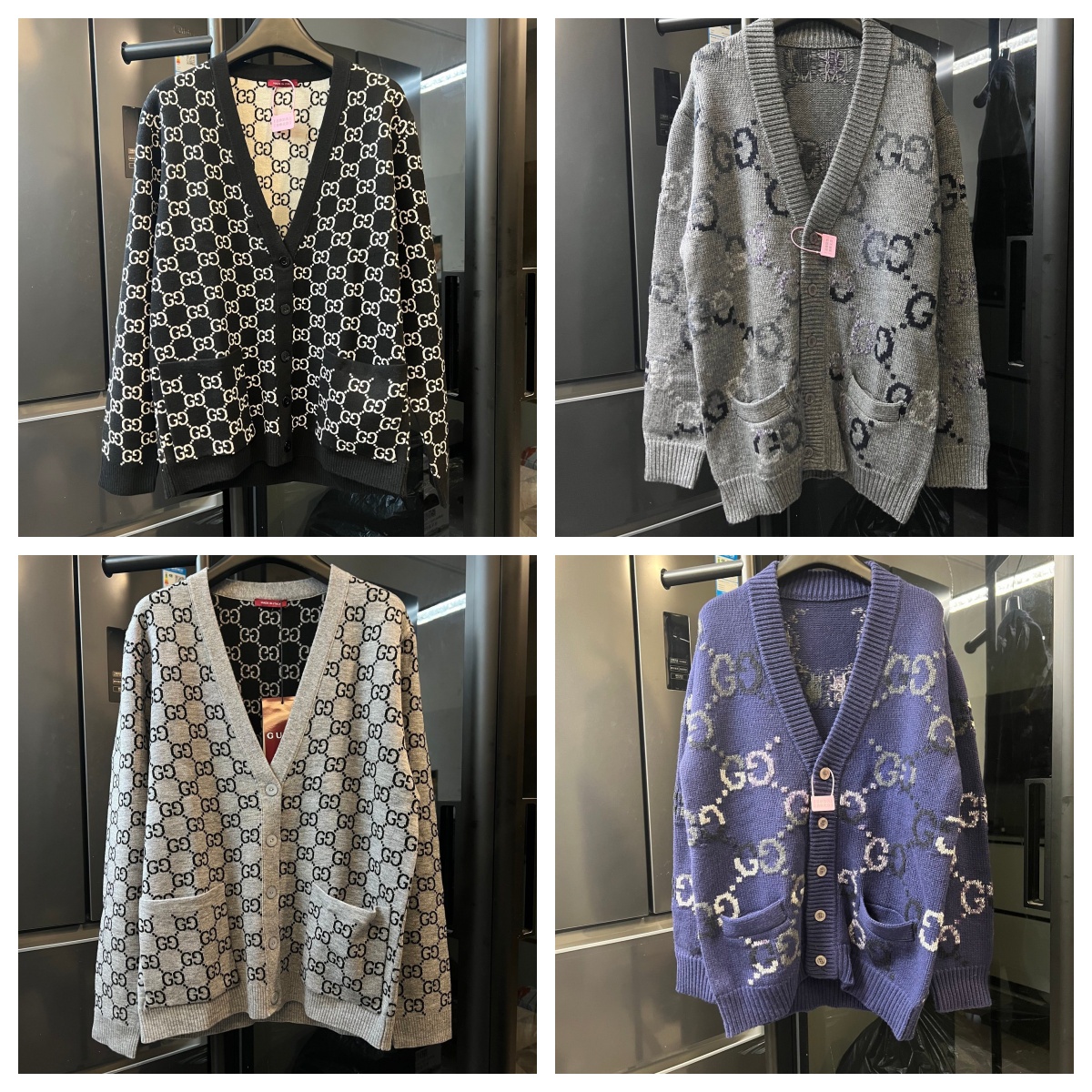 Gucci Black Grey and Purple Knit Cardigans