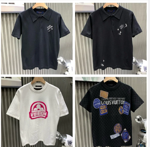 Louis Vuitton Black Polo and White Graphic Tee Set