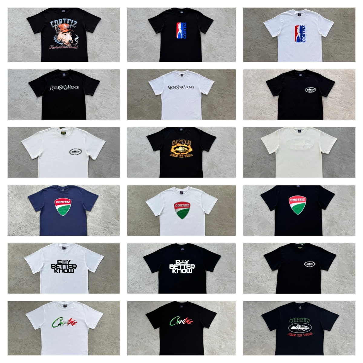 Corteiz Black and White Short Sleeve T-Shirts