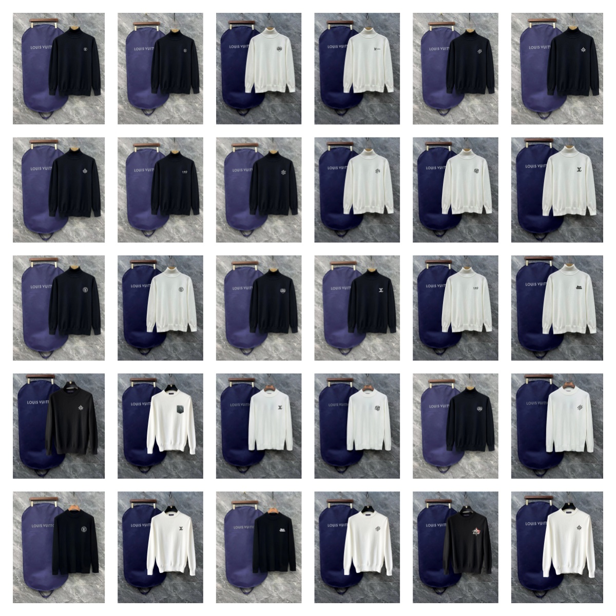 Louis Vuitton Black and White Long Sleeve Sweaters