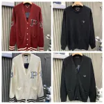 Prada Red and Black V-Neck Cardigans and Sweaters