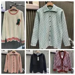 Dior Knit Cardigan, Patterned Button-Up Shirt, Embroidered Sweater, Hoodie, and Cardigan Set